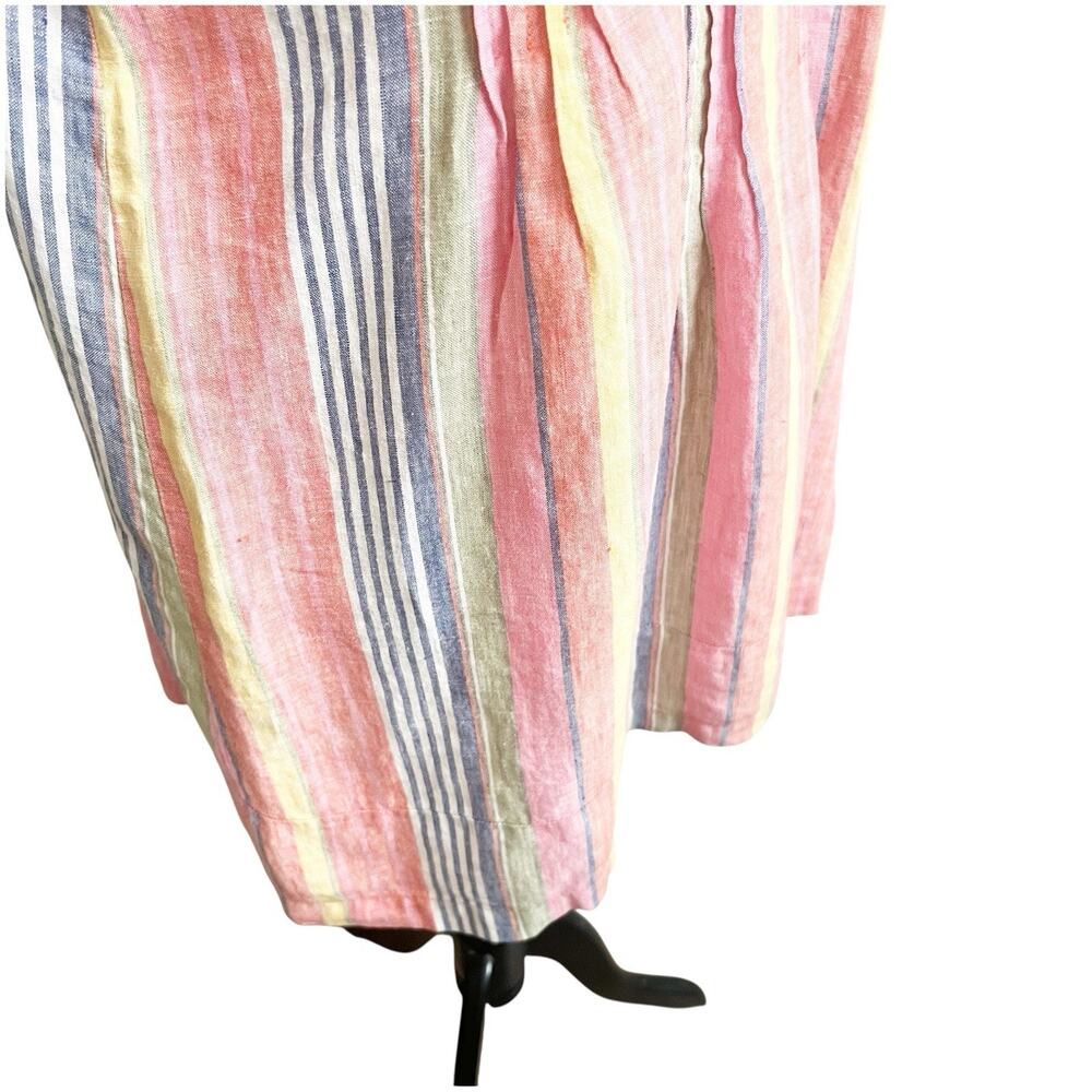 Sundays Striped Linen Sheath Dress Multicolor Size 2/Medium V-Neck Boho Beachy - Picture 7 of 16
